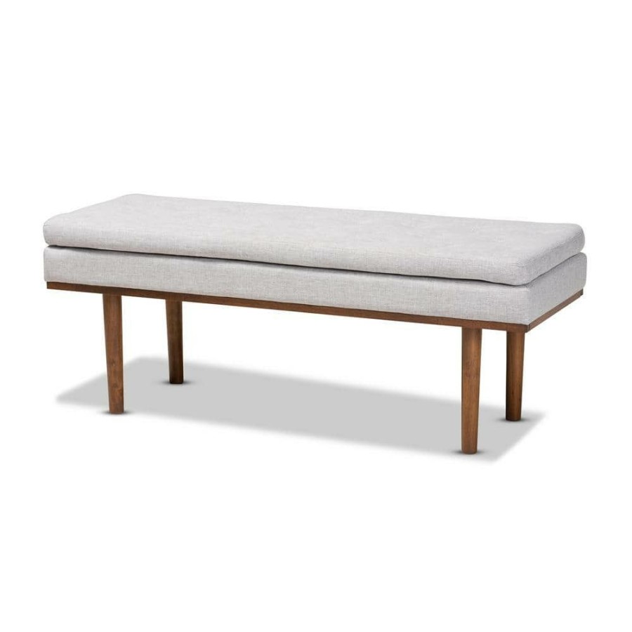 Entryway Furniture * | Arne Greyish Beige Bench By Baxton Studio