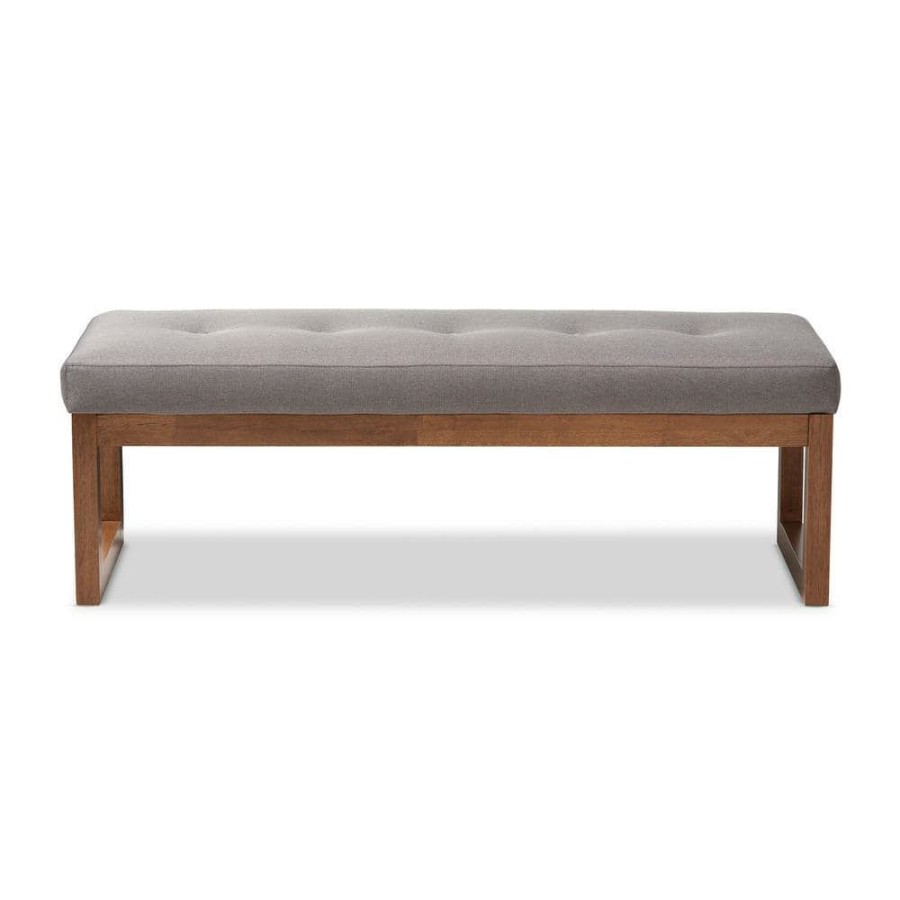 Entryway Furniture * | Caramay Gray Bench By Baxton Studio