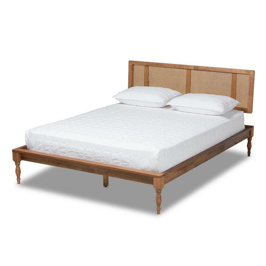 Bedroom Furniture * | Romy Ash Walnut Full Platform Bed By Baxton Studio