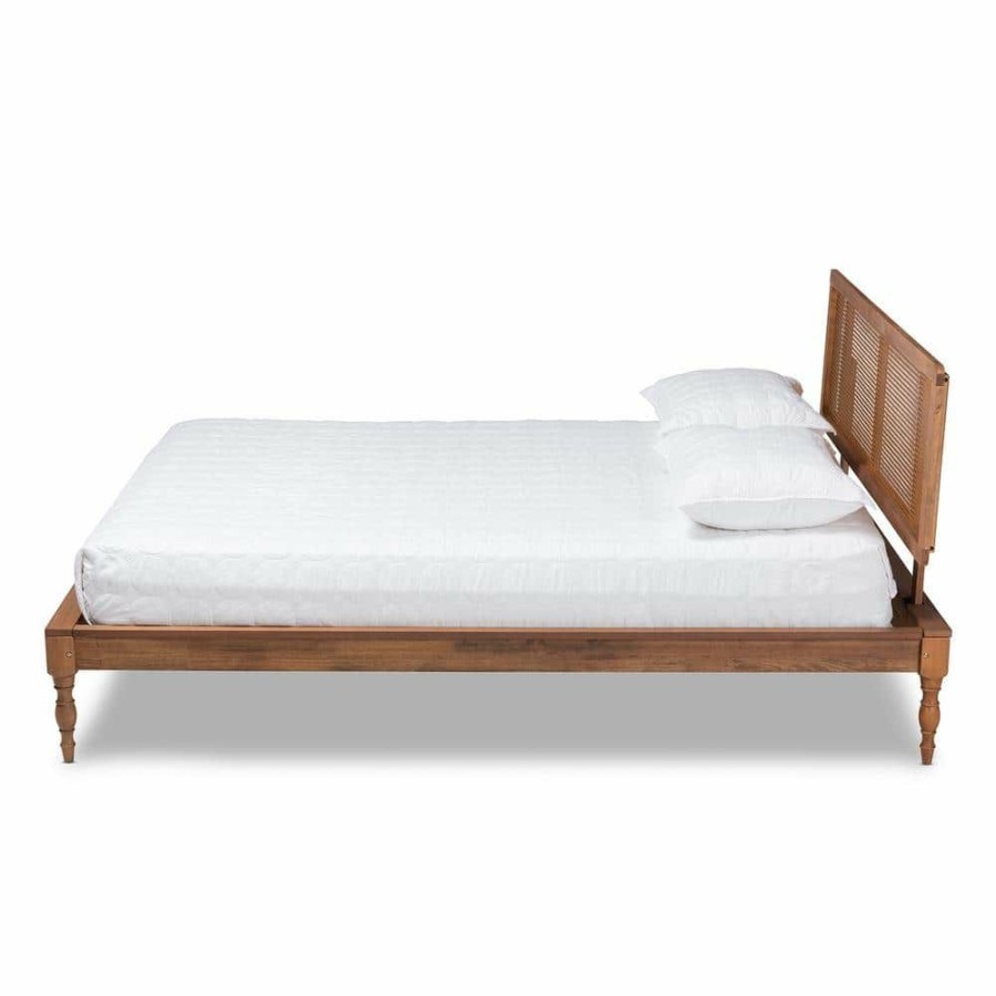 Bedroom Furniture * | Romy Ash Walnut Full Platform Bed By Baxton Studio