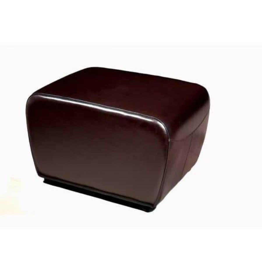 Living Room Furniture * | Valery Traditional Brown Leather Upholstered Ottoman By Baxton Studio