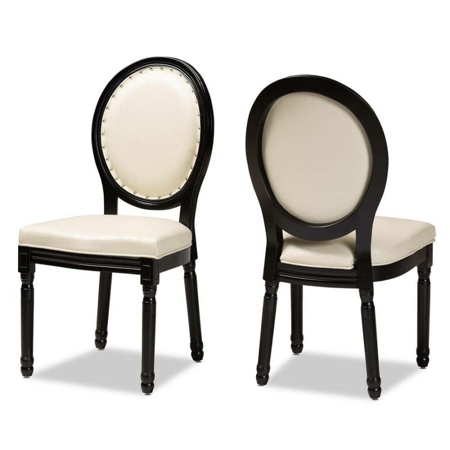 Living Room Furniture * | Louis Beige And Black Dining Chair (Set Of 2) By Baxton Studio