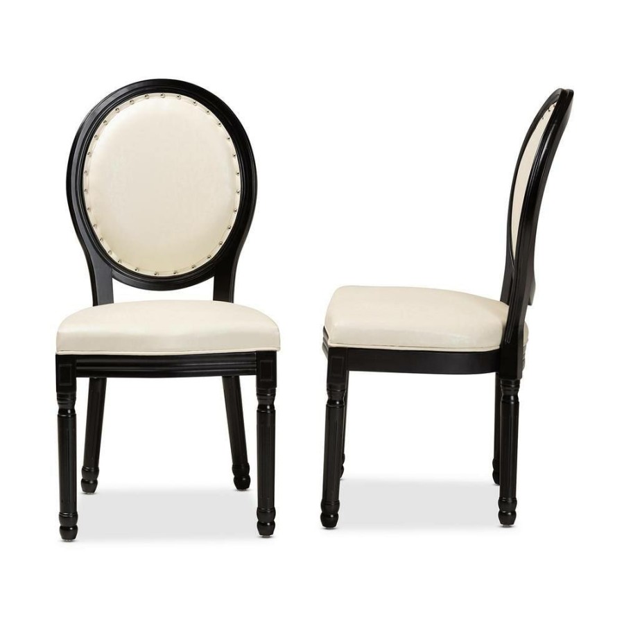 Living Room Furniture * | Louis Beige And Black Dining Chair (Set Of 2) By Baxton Studio