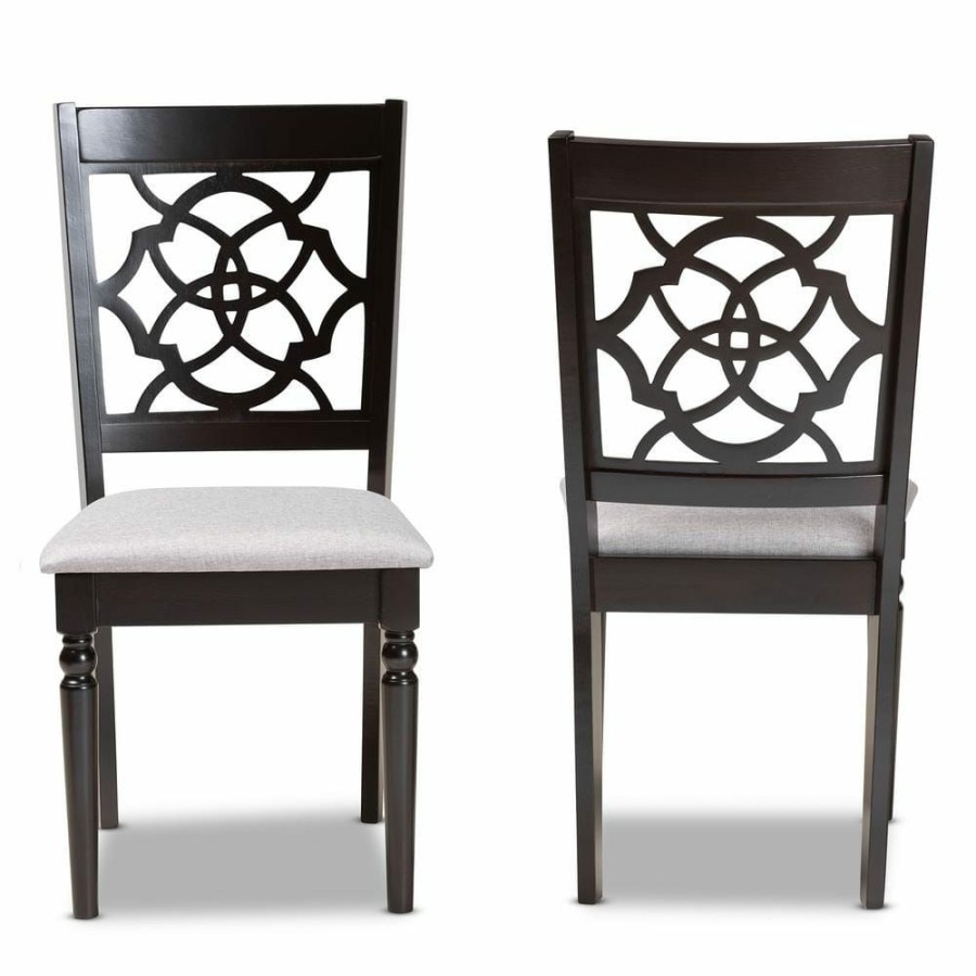 Living Room Furniture * | Renaud Grey And Dark Brown Dining Chair (Set Of 2) By Baxton Studio