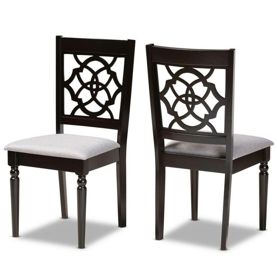 Living Room Furniture * | Renaud Grey And Dark Brown Dining Chair (Set Of 2) By Baxton Studio