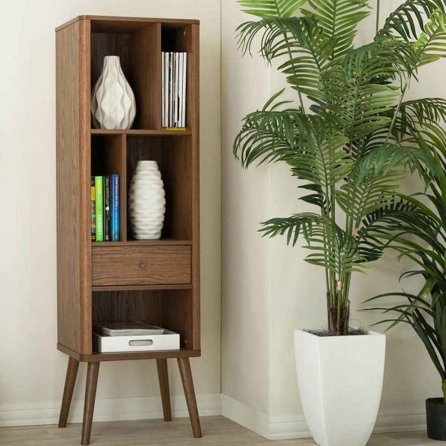 Bar Furniture * | Ellingham Medium Brown Storage Cabinet By Baxton Studio