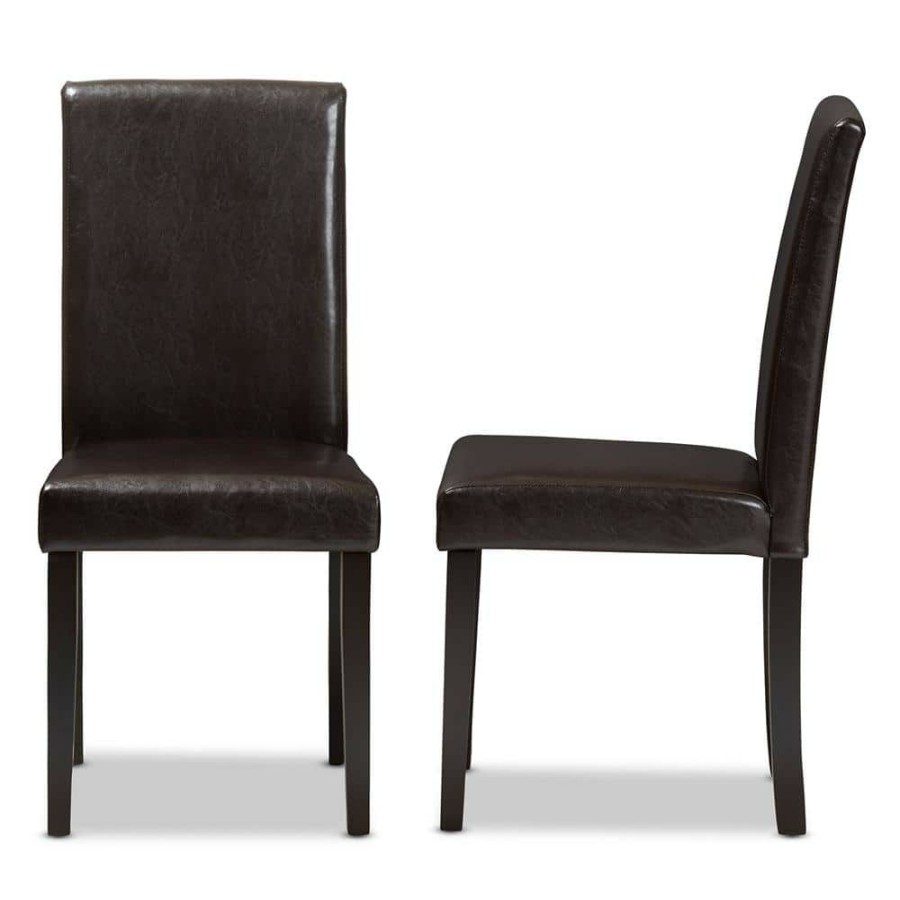 Living Room Furniture * | Mia Dark Brown Faux Leather Dining Chair (Set Of 2) By Baxton Studio