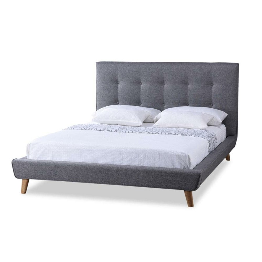 Bedroom Furniture * | Jonesy Gray Full Upholstered Bed By Baxton Studio