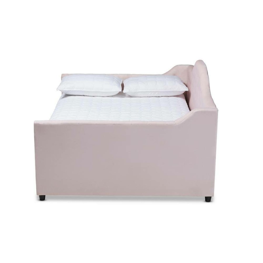 Bedroom Furniture * | Perry Light Pink Queen Trundle Daybed By Baxton Studio