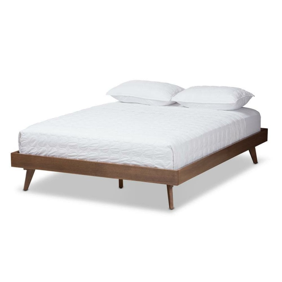 Bedroom Furniture * | Jacob Brown Queen Platform Bed Frame By Baxton Studio