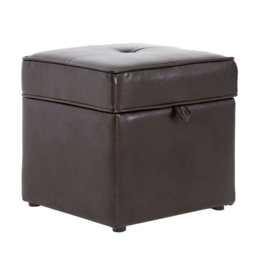 Living Room Furniture * | Sydney Brown Storage Ottoman By Baxton Studio