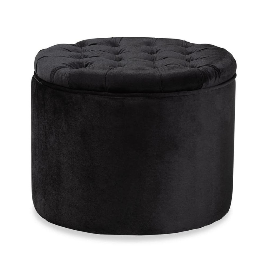 Living Room Furniture * | Livana Black Storage Ottoman By Baxton Studio