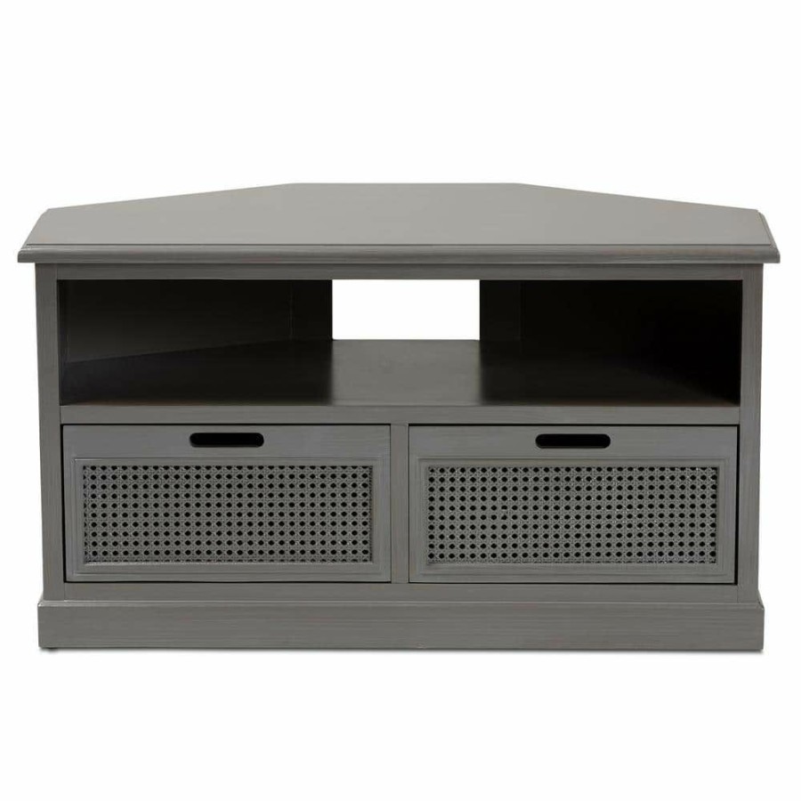 Living Room Furniture * | Sheldon 39.4 In. Grey Tv Stand Fits Tv'S Up To 42 In. By Baxton Studio