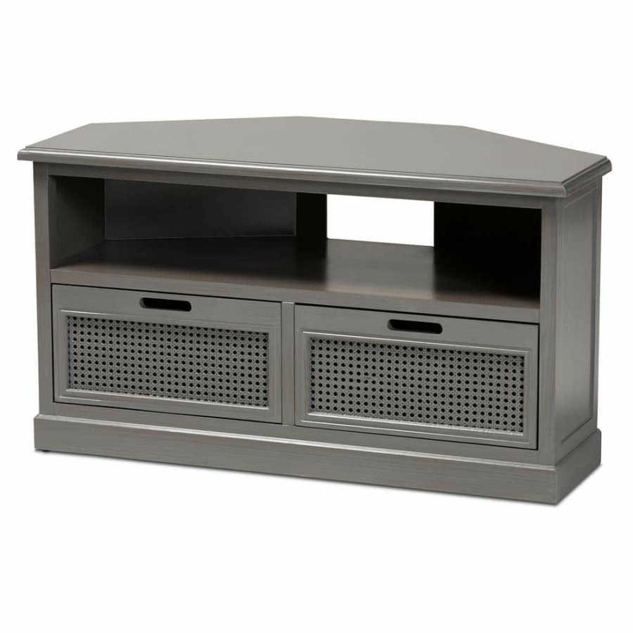 Living Room Furniture * | Sheldon 39.4 In. Grey Tv Stand Fits Tv'S Up To 42 In. By Baxton Studio