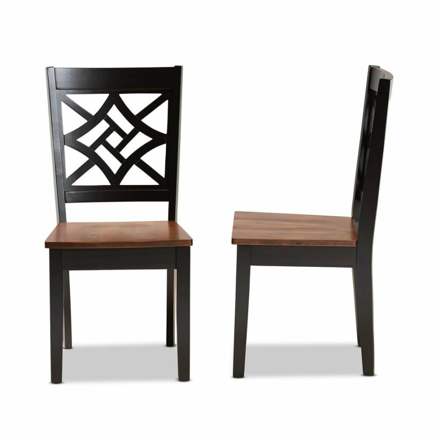 Living Room Furniture * | Nicolette Dark Brown And Walnut Brown Dining Chair (Set Of 2) By Baxton Studio