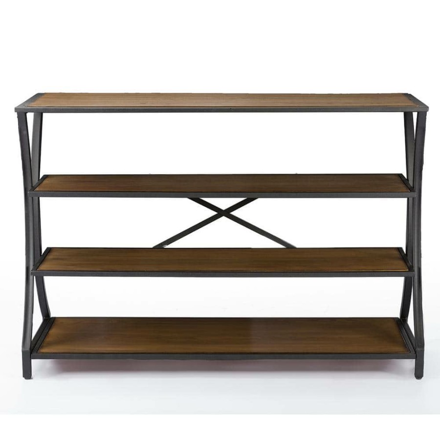 Living Room Furniture * | Lancashire 49 In. Brown Standard Rectangle Wood Console Table With Storage By Baxton Studio