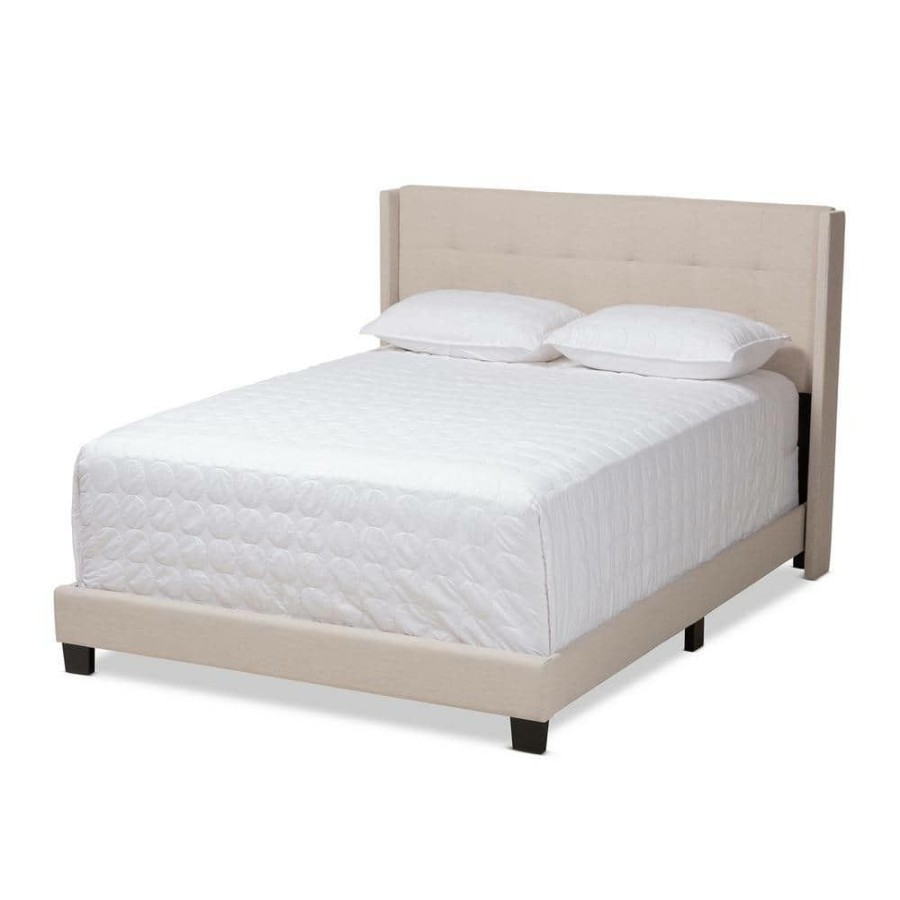 Bedroom Furniture * | Lisette Beige King Bed By Baxton Studio