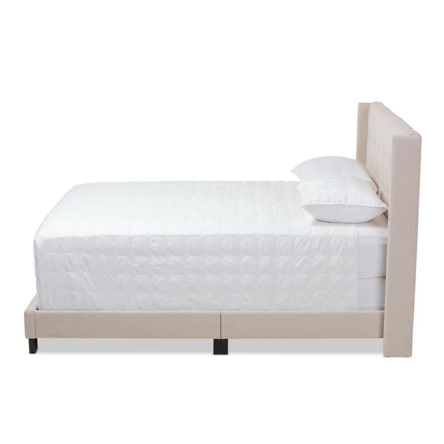 Bedroom Furniture * | Lisette Beige King Bed By Baxton Studio