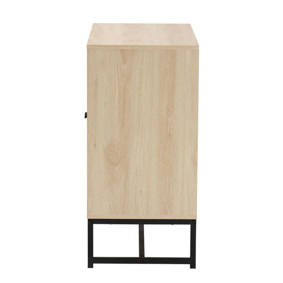 Living Room Furniture * | Caterina Natural Brown And Black Storage Cabinet By Baxton Studio