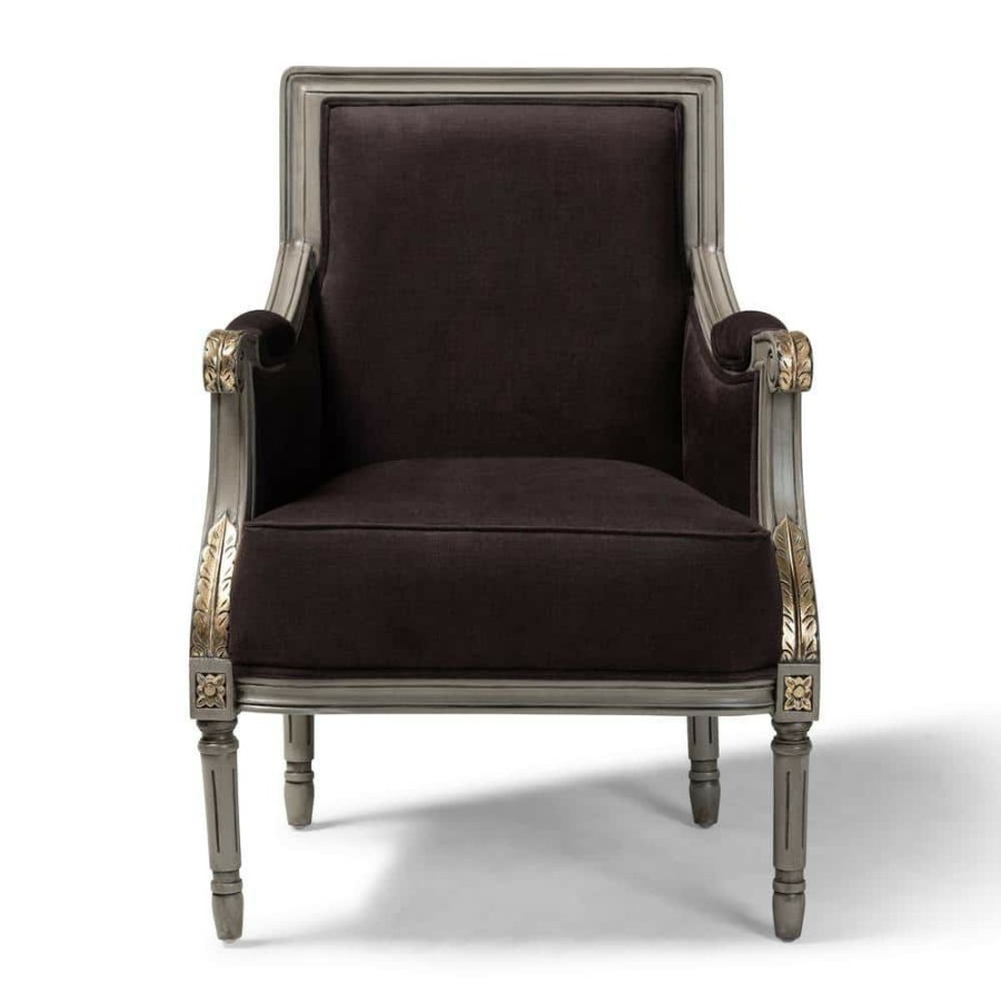 Living Room Furniture * | Georgette Brown And Gray Fabric Armchair By Baxton Studio