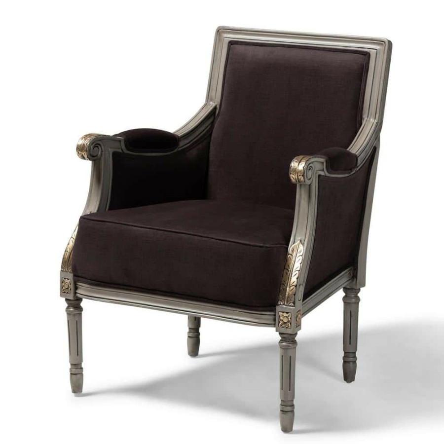 Living Room Furniture * | Georgette Brown And Gray Fabric Armchair By Baxton Studio