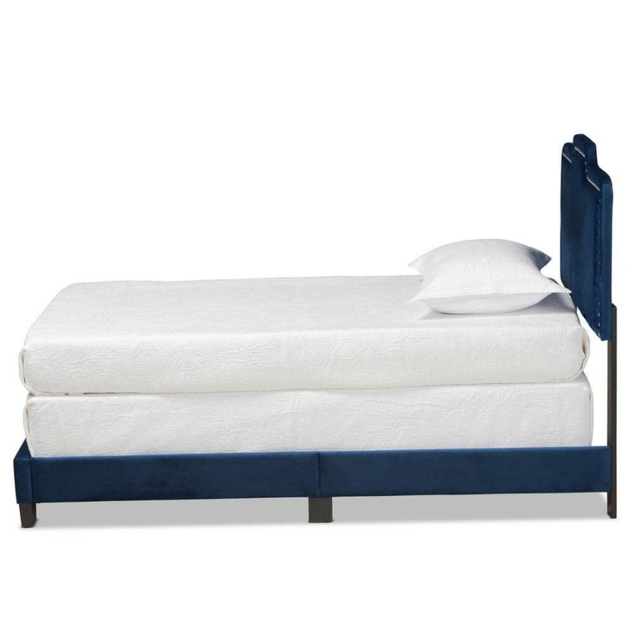 Entryway Furniture * | Benjen Navy Blue And Black Bed By Baxton Studio