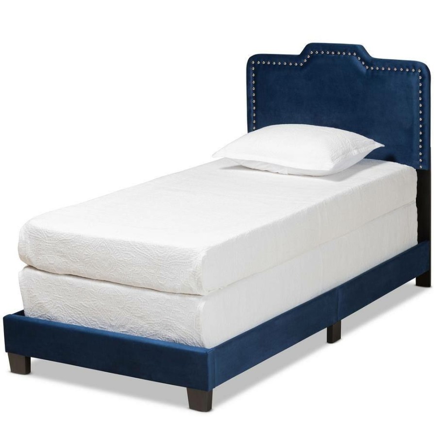 Entryway Furniture * | Benjen Navy Blue And Black Bed By Baxton Studio