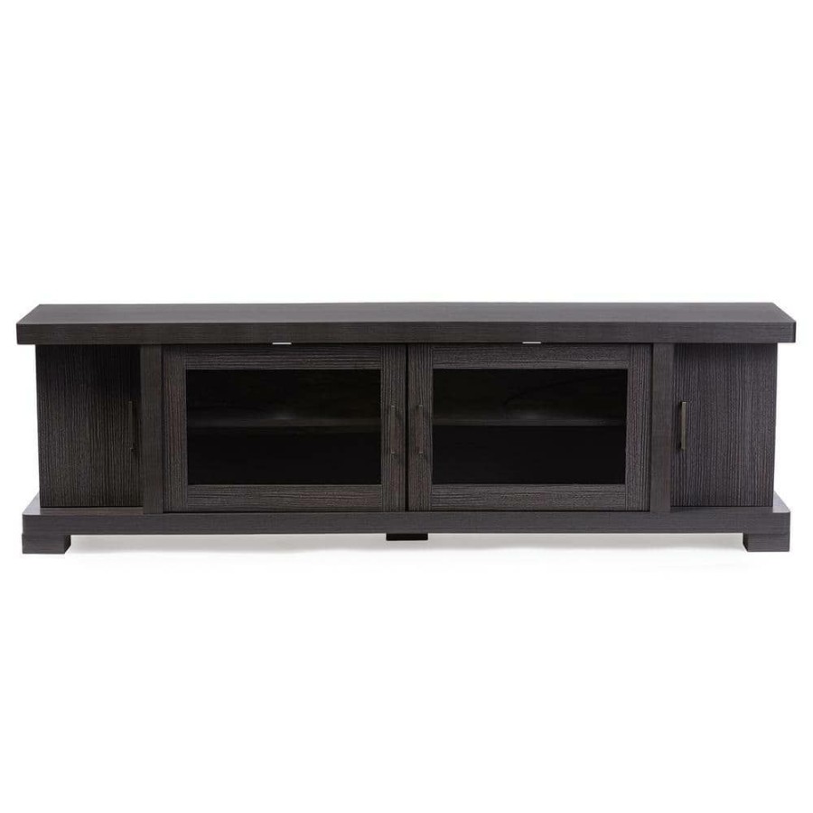 Living Room Furniture * | Viveka 70 In. Dark Brown Wood Tv Stand Fits Tvs Up To 78 In. With Cable Management By Baxton Studio