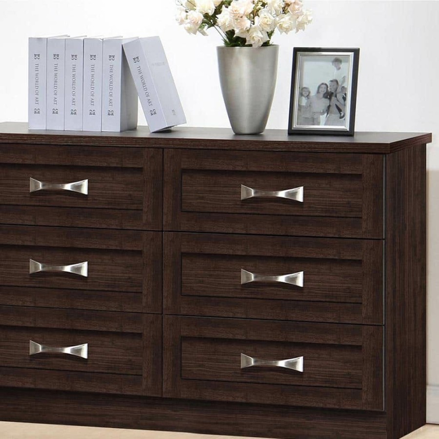 Bedroom Furniture * | Colburn 6-Drawer Dark Brown Wood Dresser By Baxton Studio