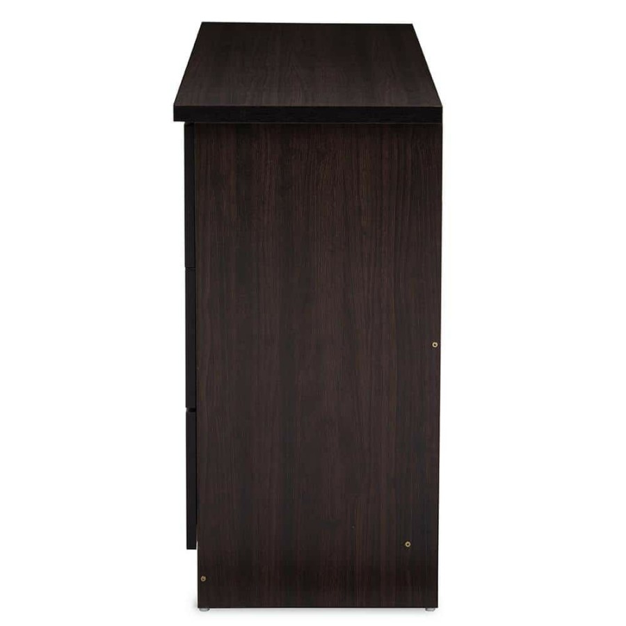 Bedroom Furniture * | Colburn 6-Drawer Dark Brown Wood Dresser By Baxton Studio