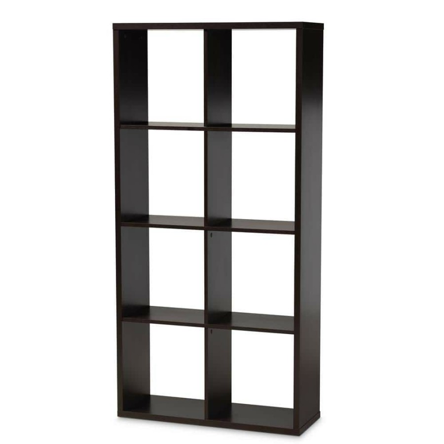 Bar Furniture * | 62.17 In. Dark Brown Wood 8-Shelf Standard Bookcase With Open Back By Baxton Studio