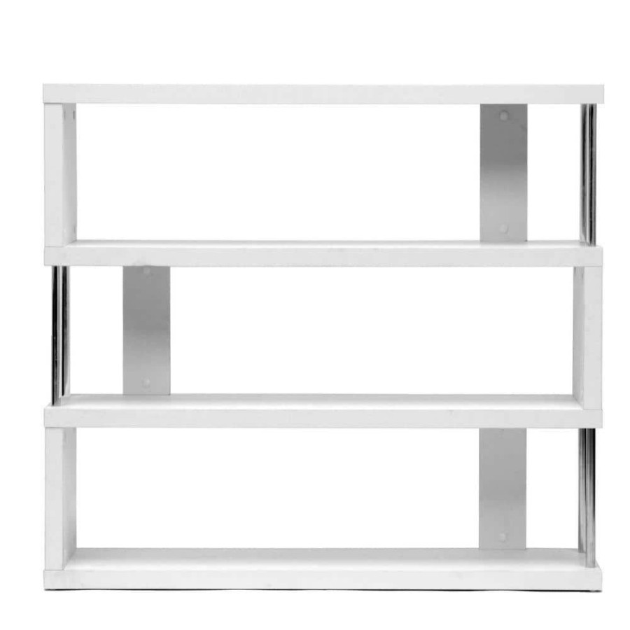 Bar Furniture * | 38.5 In. White Wood 3-Shelf Accent Bookcase With Open Back By Baxton Studio