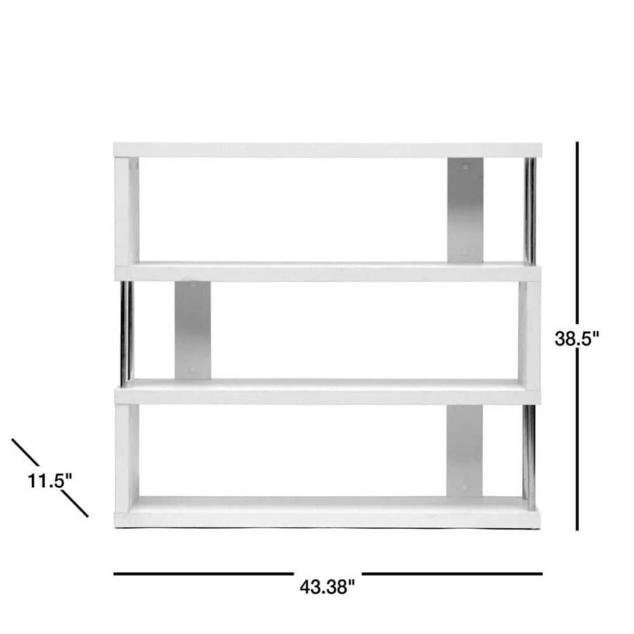 Bar Furniture * | 38.5 In. White Wood 3-Shelf Accent Bookcase With Open Back By Baxton Studio