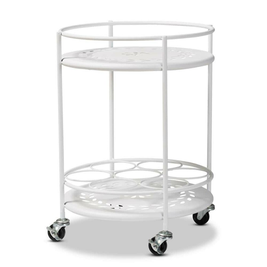 Bar Furniture * | Dallan White Kitchen Cart By Baxton Studio