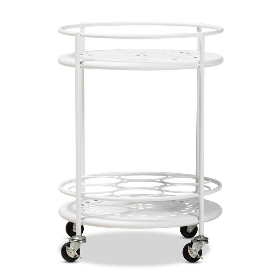 Bar Furniture * | Dallan White Kitchen Cart By Baxton Studio