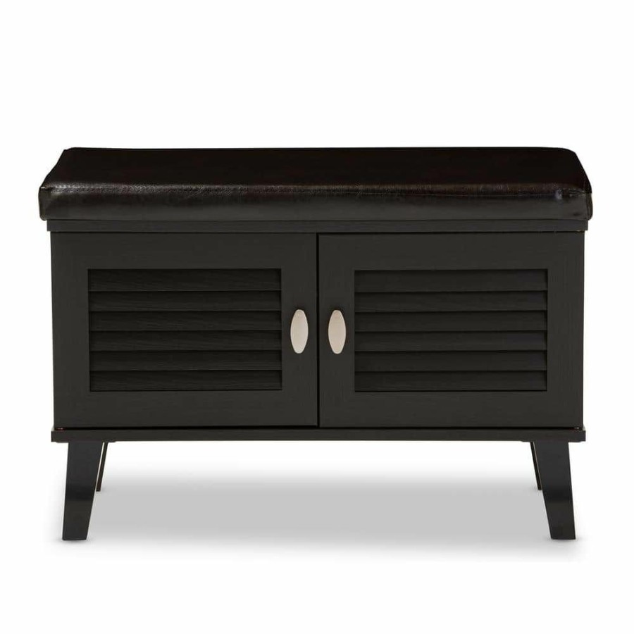 Entryway Furniture * | Tamara Dark Brown Wood Bench By Baxton Studio