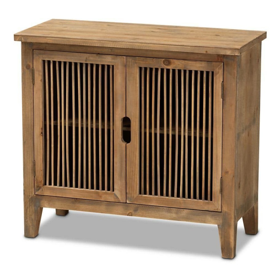 Bar Furniture * | Clement Oak 2-Door Accent Storage Cabinet By Baxton Studio