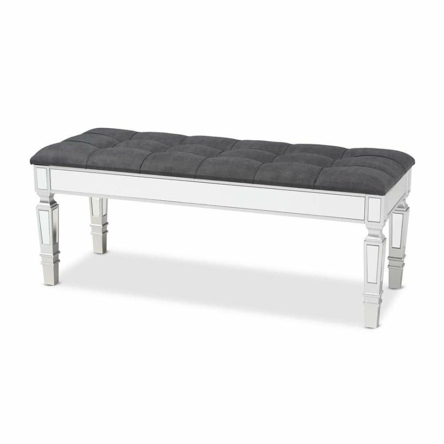 Living Room Furniture * | Hedia Grey Bench (18.5 In. H X 47.2 In. W X 17.7 In. D) By Baxton Studio