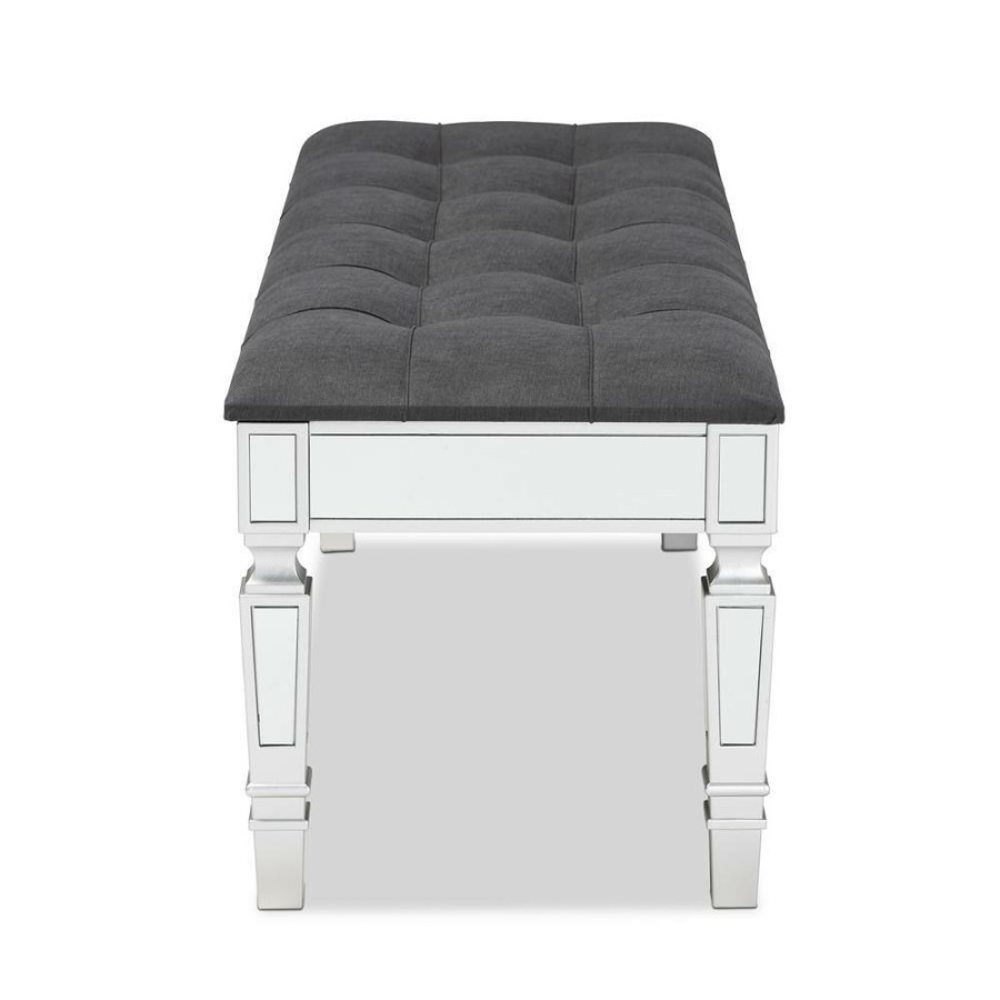 Living Room Furniture * | Hedia Grey Bench (18.5 In. H X 47.2 In. W X 17.7 In. D) By Baxton Studio