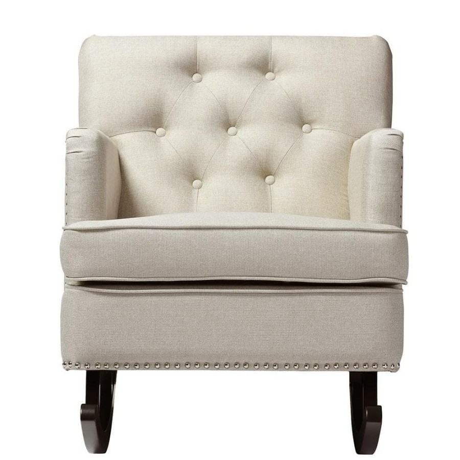 Entryway Furniture * | Bethany Contemporary Beige Fabric Upholstered Rocking Chair By Baxton Studio