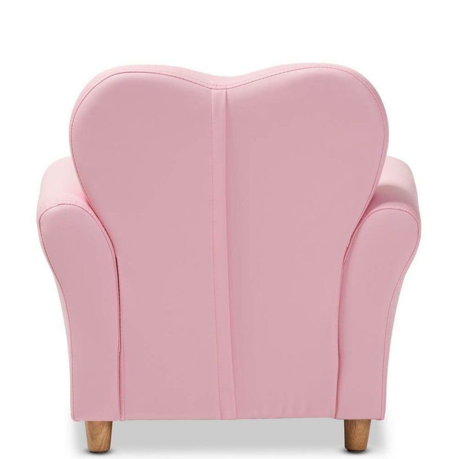 Entryway Furniture * | Mabel Pink Faux Leather Kids Armchair By Baxton Studio