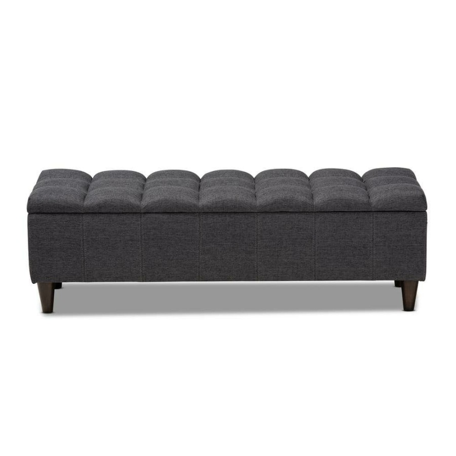 Living Room Furniture * | Brette Charcoal Storage Ottoman By Baxton Studio