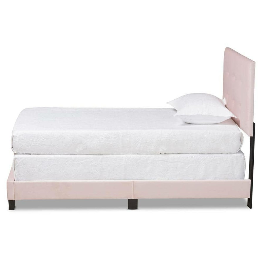 Entryway Furniture * | Caprice Light Pink And Black Bed By Baxton Studio