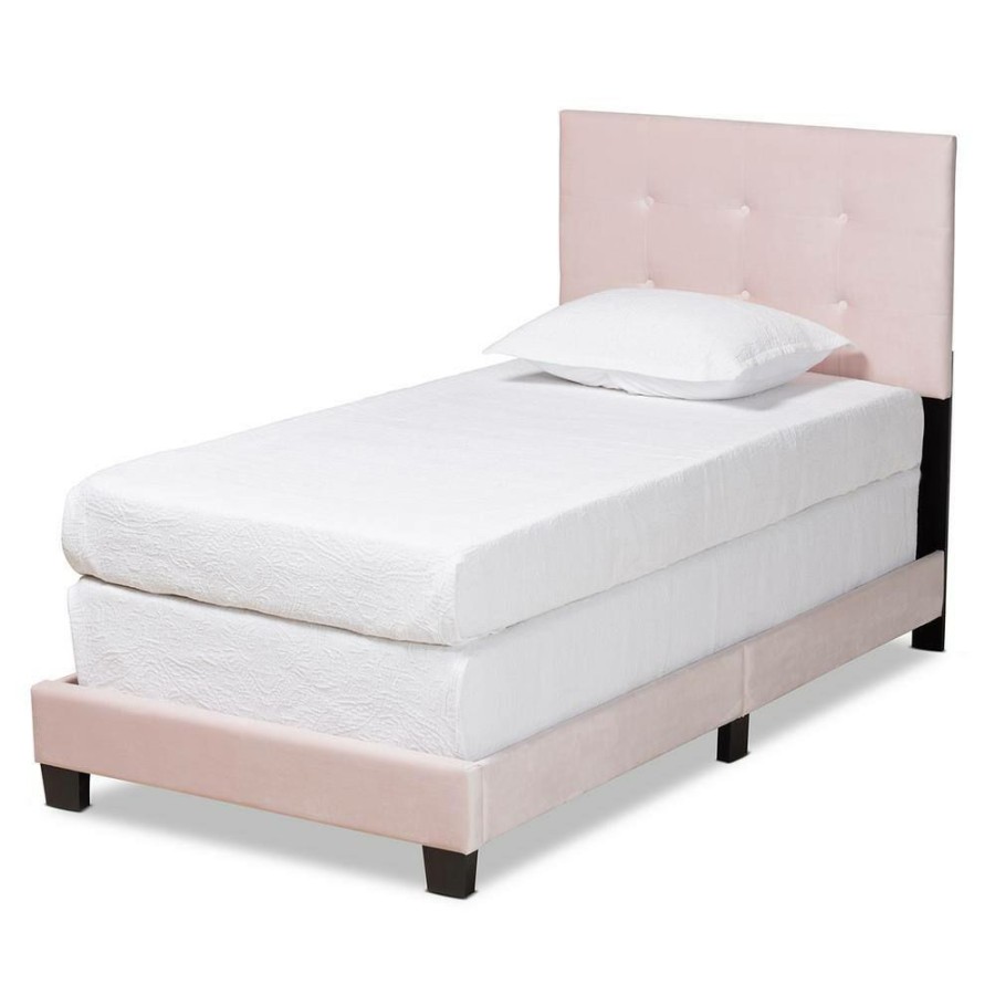 Entryway Furniture * | Caprice Light Pink And Black Bed By Baxton Studio