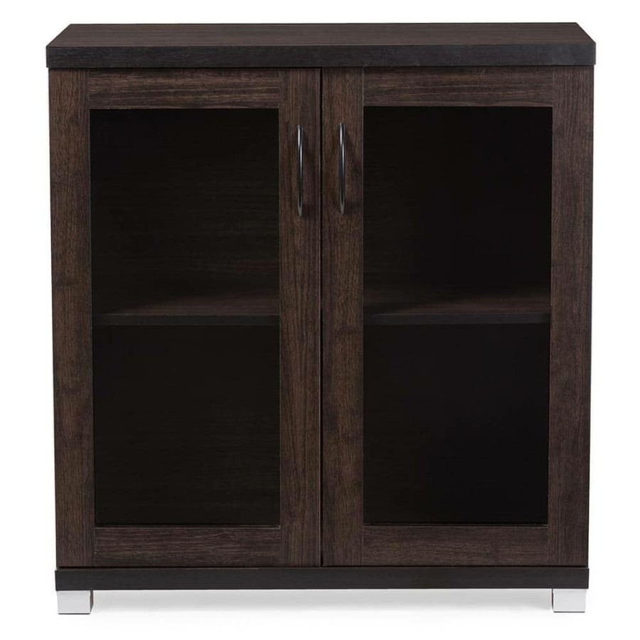 Living Room Furniture * | Zentra Contemporary Dark Brown Storage Cabinet By Baxton Studio