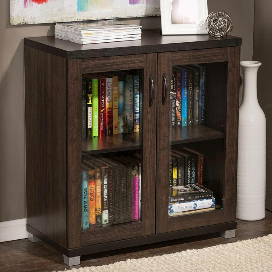 Living Room Furniture * | Zentra Contemporary Dark Brown Storage Cabinet By Baxton Studio