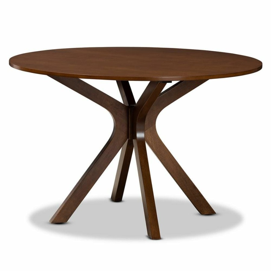 Living Room Furniture * | Kenji Walnut Dining Table By Baxton Studio