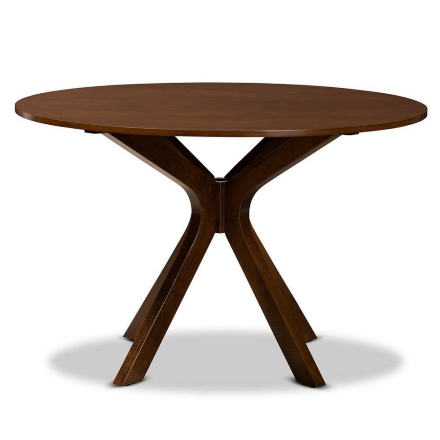 Living Room Furniture * | Kenji Walnut Dining Table By Baxton Studio