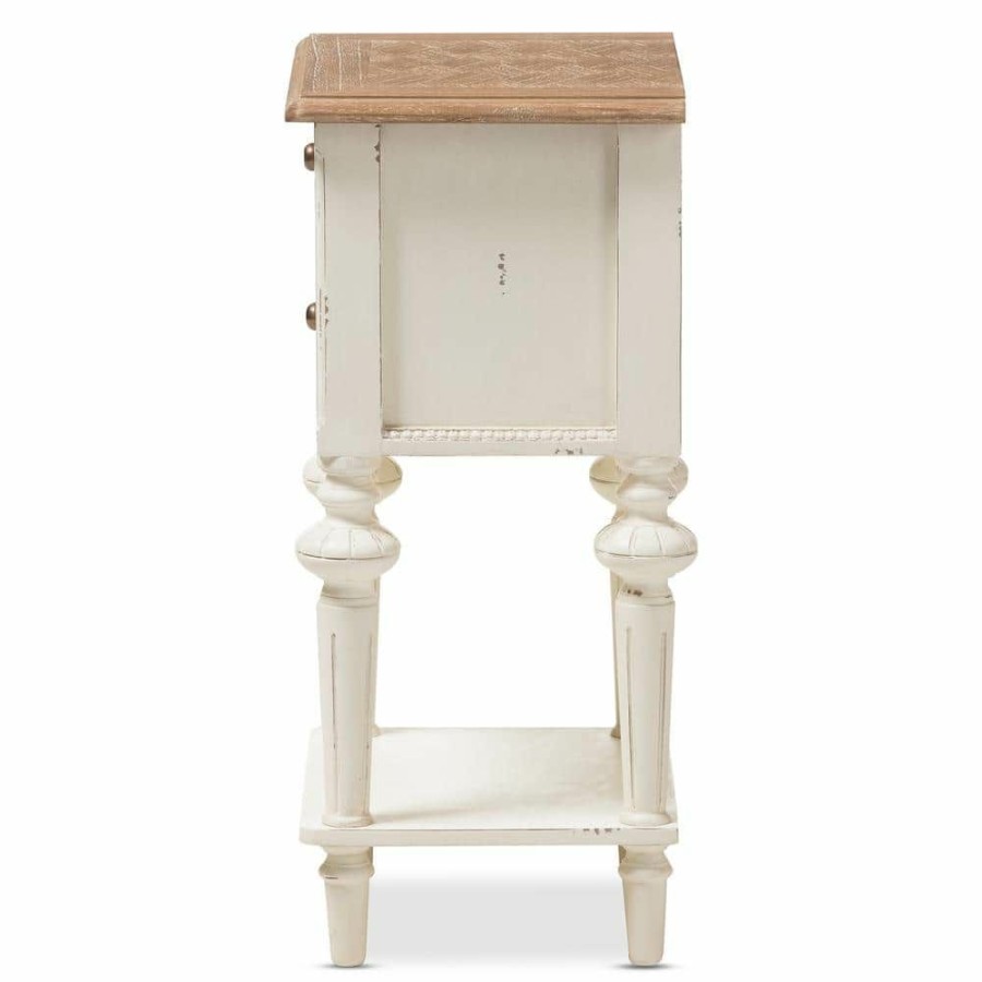 Bedroom Furniture * | Marquetterie French Provincial White Finished 2-Drawer Nightstand By Baxton Studio