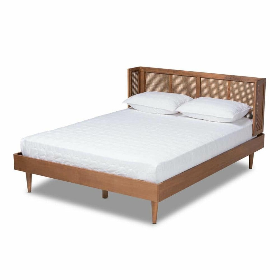 Bedroom Furniture * | Rina Ash Walnut Full Platform Bed By Baxton Studio